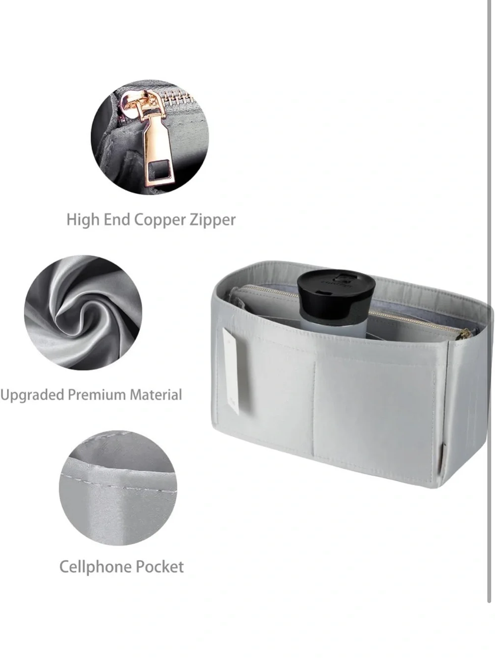 Purse Organizer Insert For Handbags, With Zipper M. 1838/bb9-1